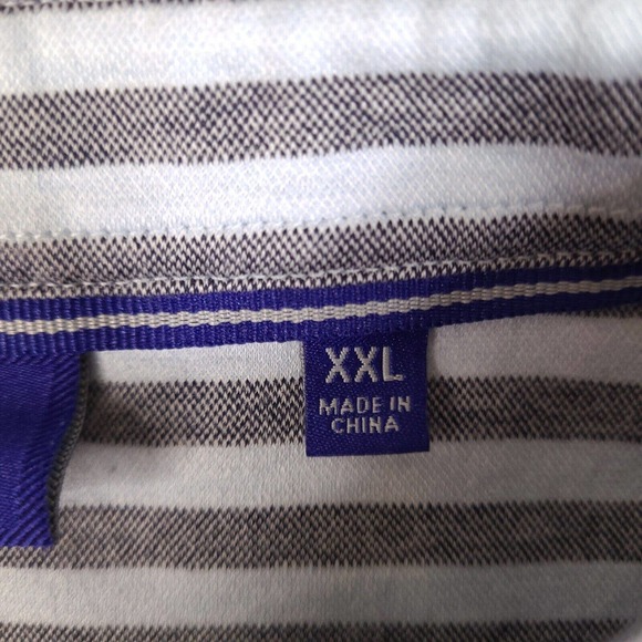 Footjoy Polo Shirt Mens XXL Blue Black Striped‎ 1857 Stretch Short Sleeve Golf - Picture 4 of 12